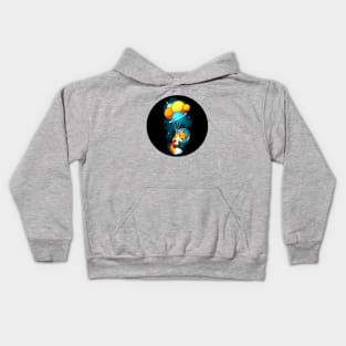 Cute Cool Funny Fox with Balloons in Space animal lover quote artwork Kids Hoodie